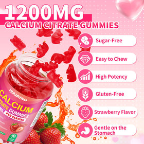 Gummies de citrate de calcium HUUAYAO avec une main tenant un gummy