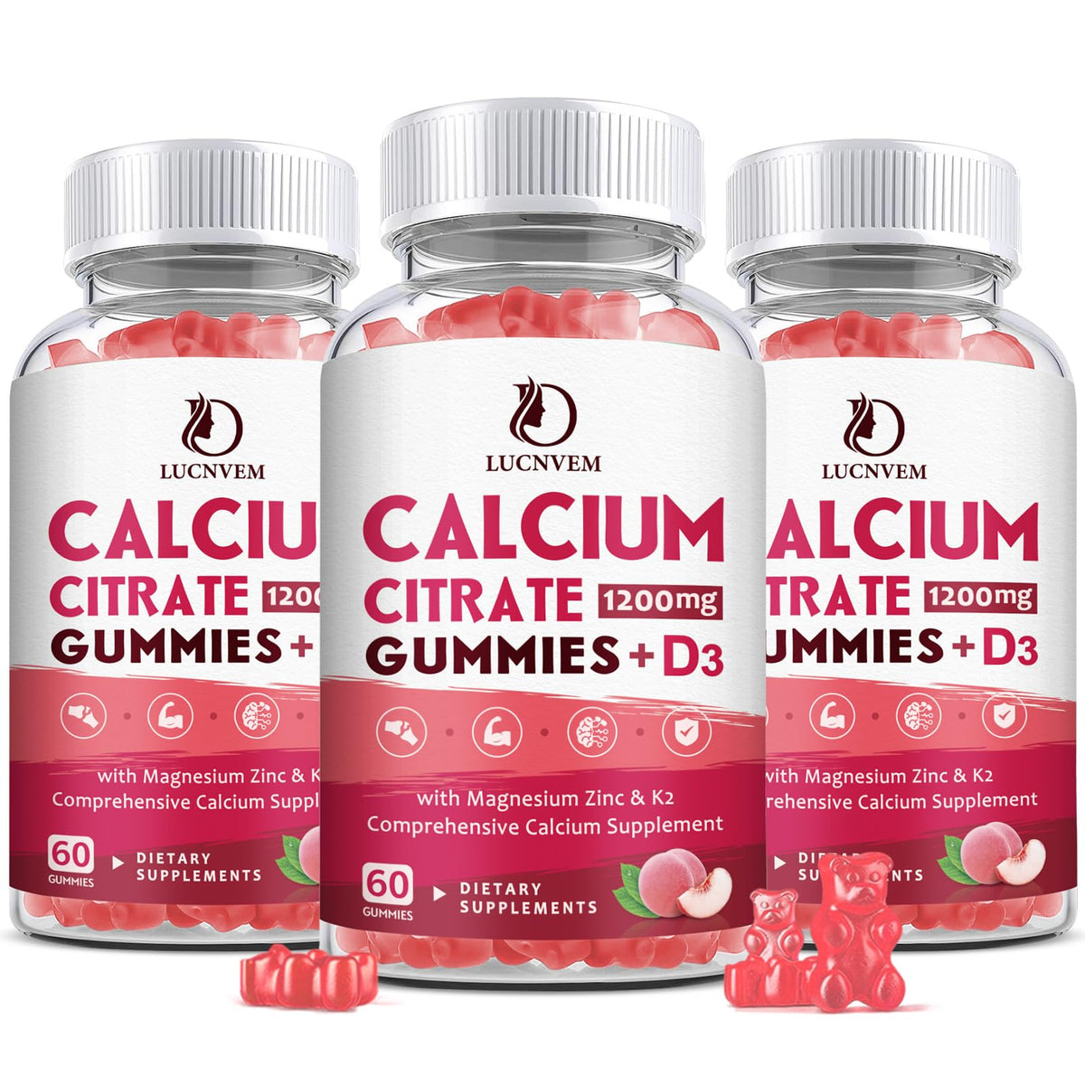 Gummies de Citrate de Calcium LUCNVEM 1200 mg en vue de face