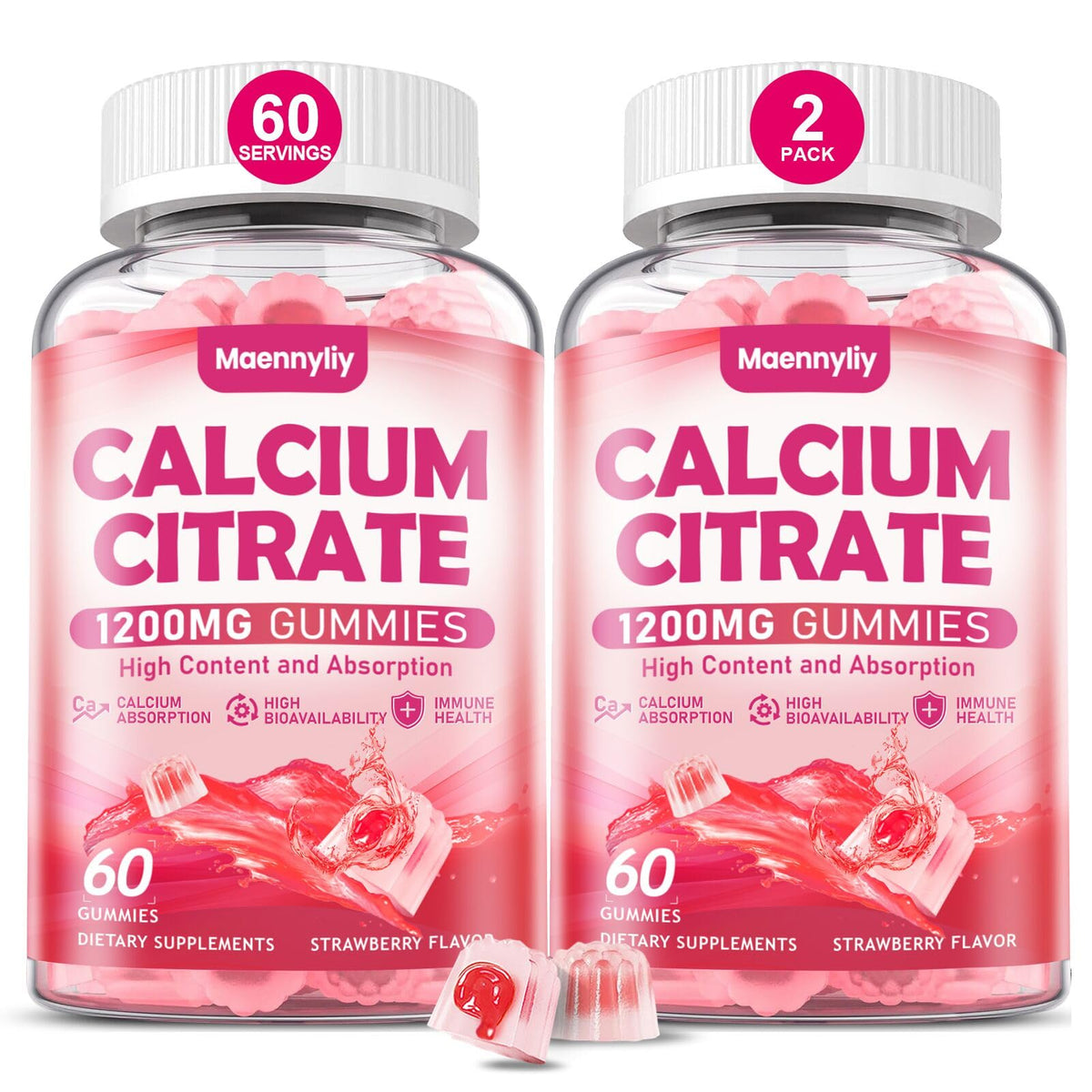 Gummies de citrate de calcium Maennyliy 1200 mg, vue de face