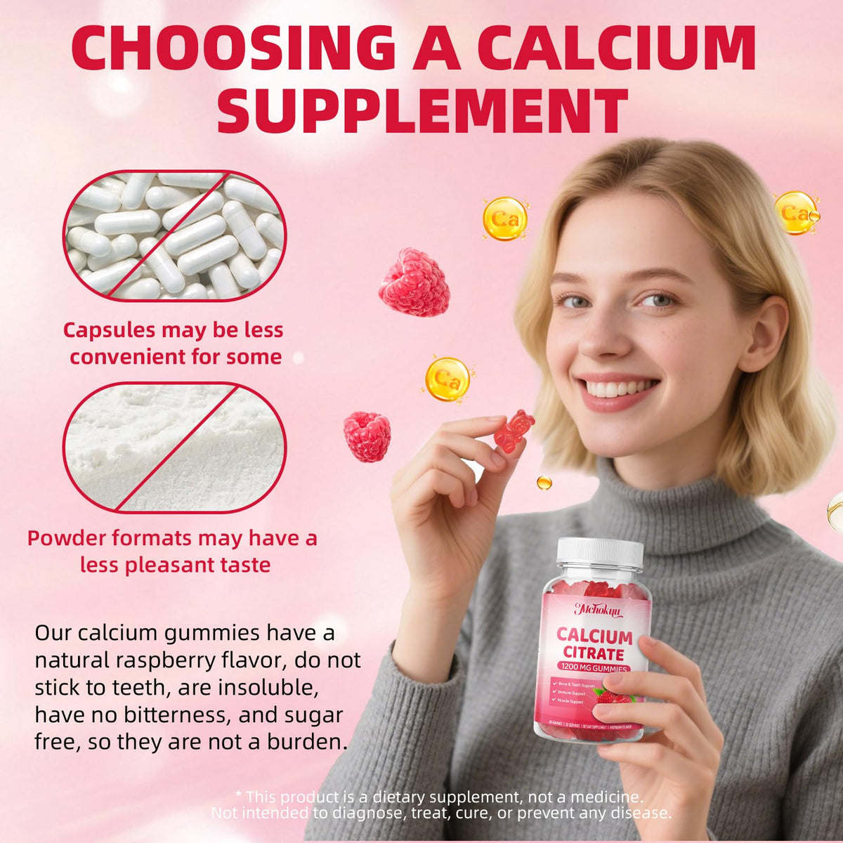 Gummies de citrate de calcium Mchokuu, groupe de gummies sur table