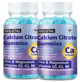Gummies de citrate de calcium MSLOTAL 1200 mg saveur myrtille, vue de face
