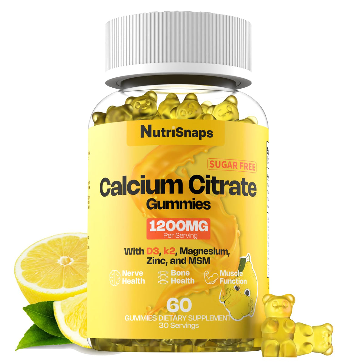 Gummies de citrate de calcium Nutrisnaps 1200mg, vue de face