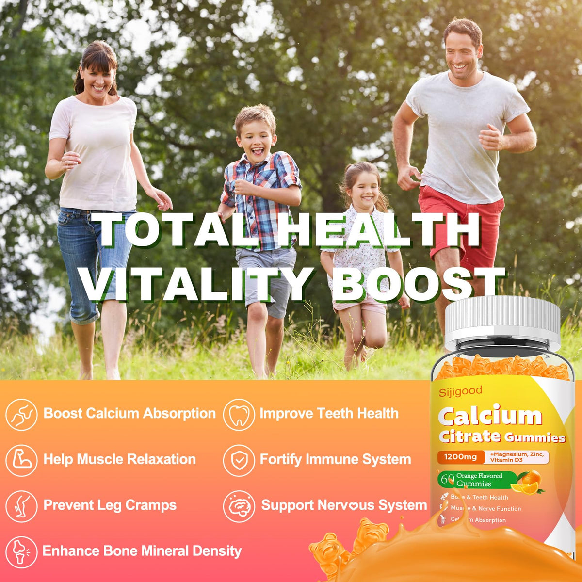 Gummies de citrate de calcium Sijigood sur un fond coloré
