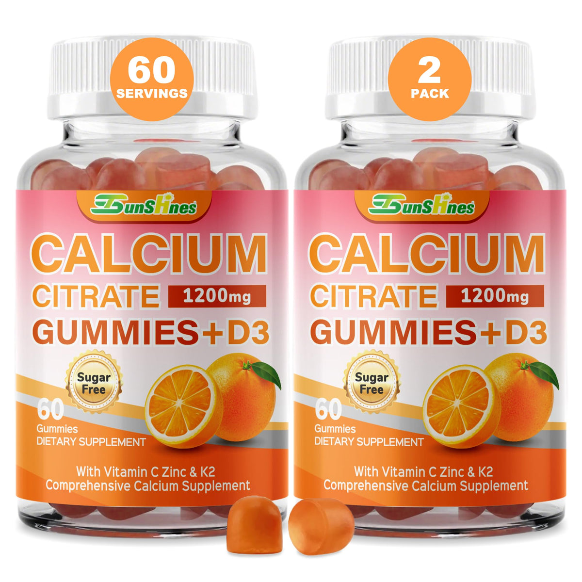 Gummies de citrate de calcium tsunshnes 1200mg, vue de face