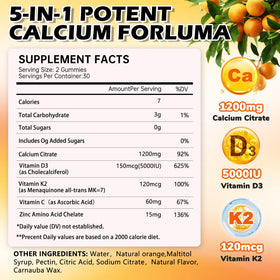 Gummies de citrate de calcium tsunshnes avec une orange à côté