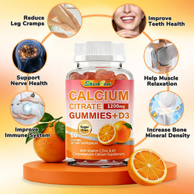 Gummies de citrate de calcium tsunshnes sur une table, en gros plan
