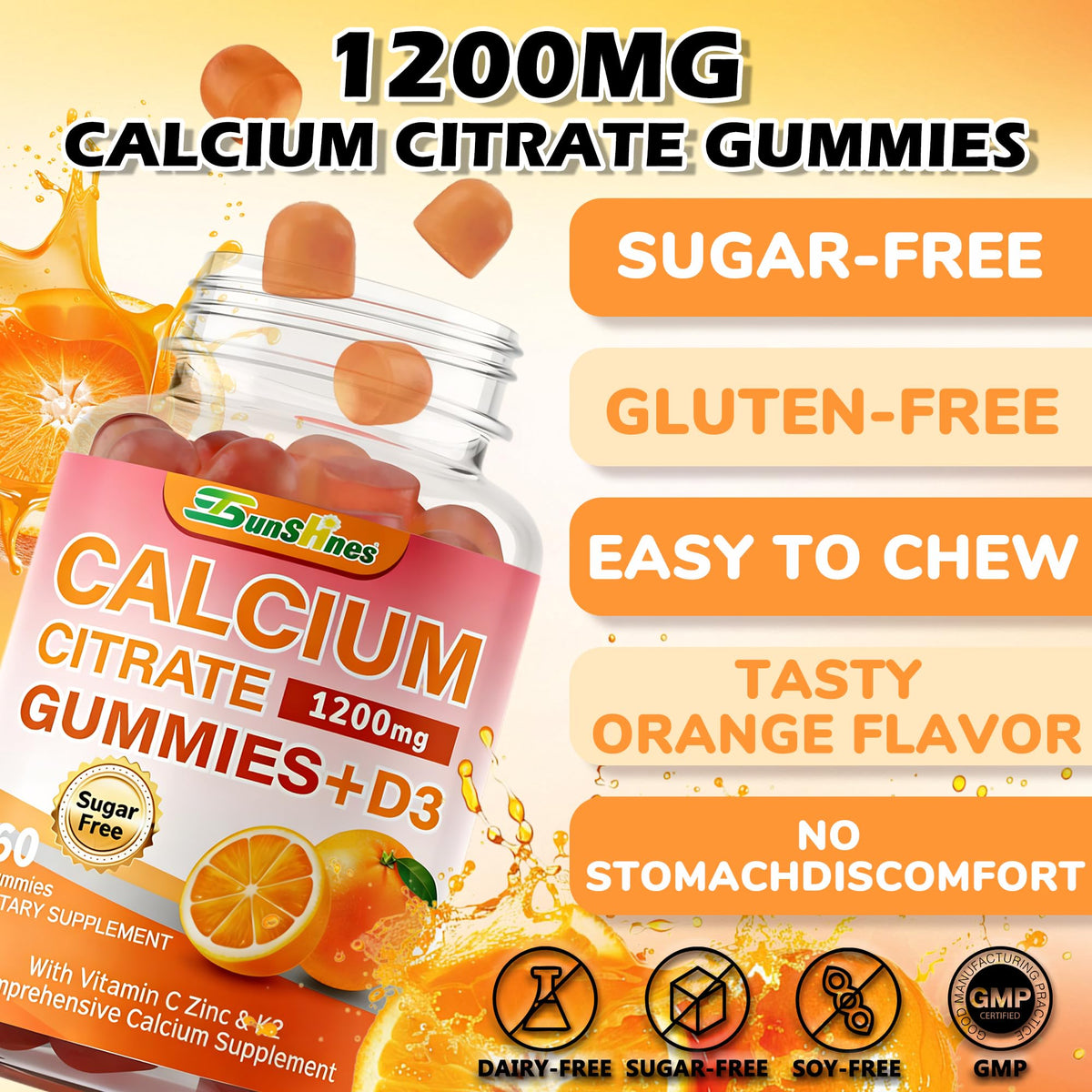Gummies de citrate de calcium tsunshnes, vue du dessus