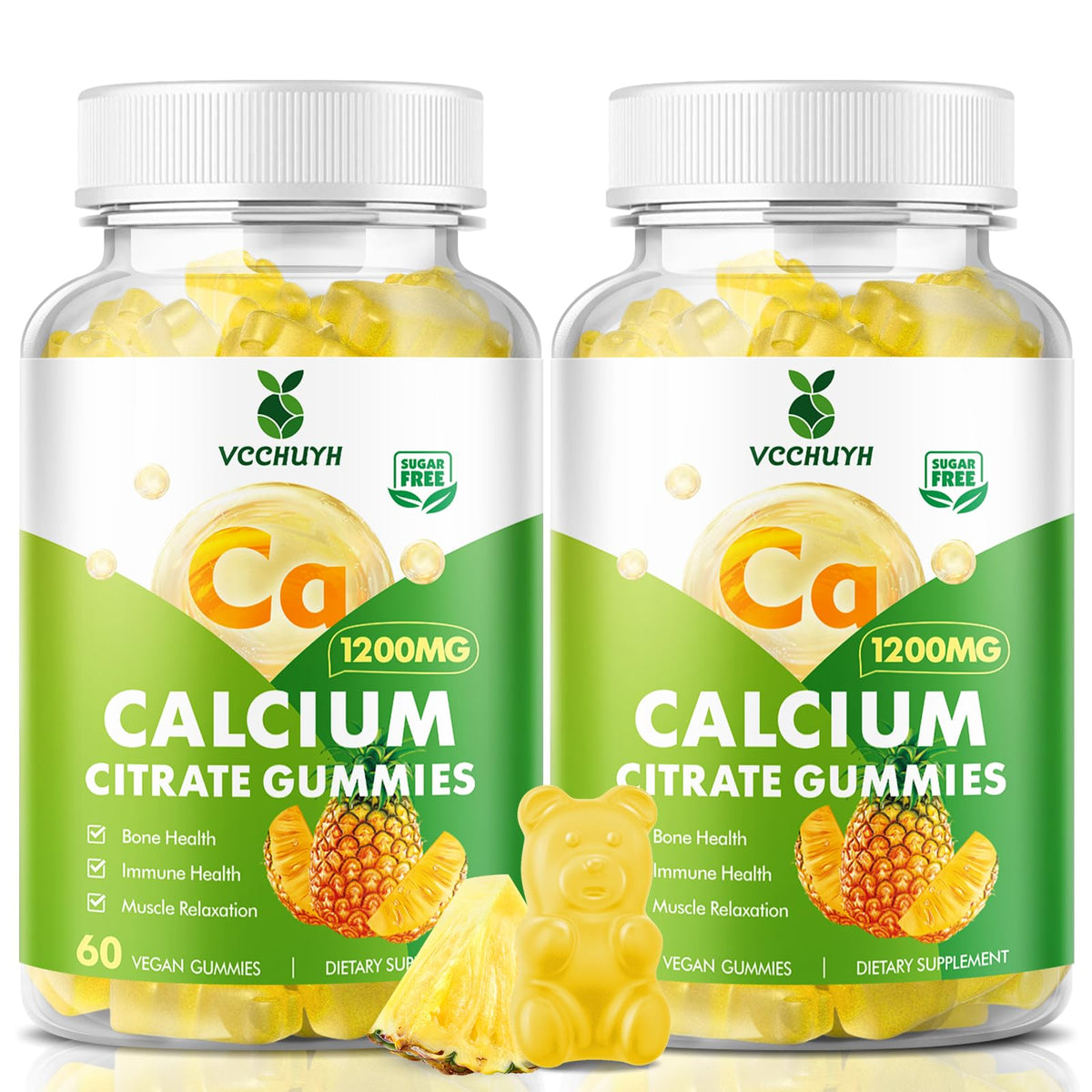 Gummies de citrate de calcium VCCHUYH 1200 mg, vue de face avec emballage