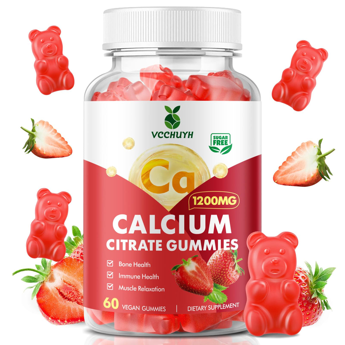 Gummies de Citrate de Calcium VCCHUYH 1200mg en vue de face