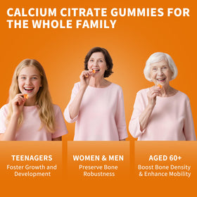 Gummies de citrate de calcium Wanish, couleur orange, présentation sur une table