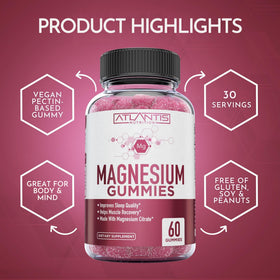 Gummies de citrate de magnésium Atlantis Nutrition sur un fond blanc