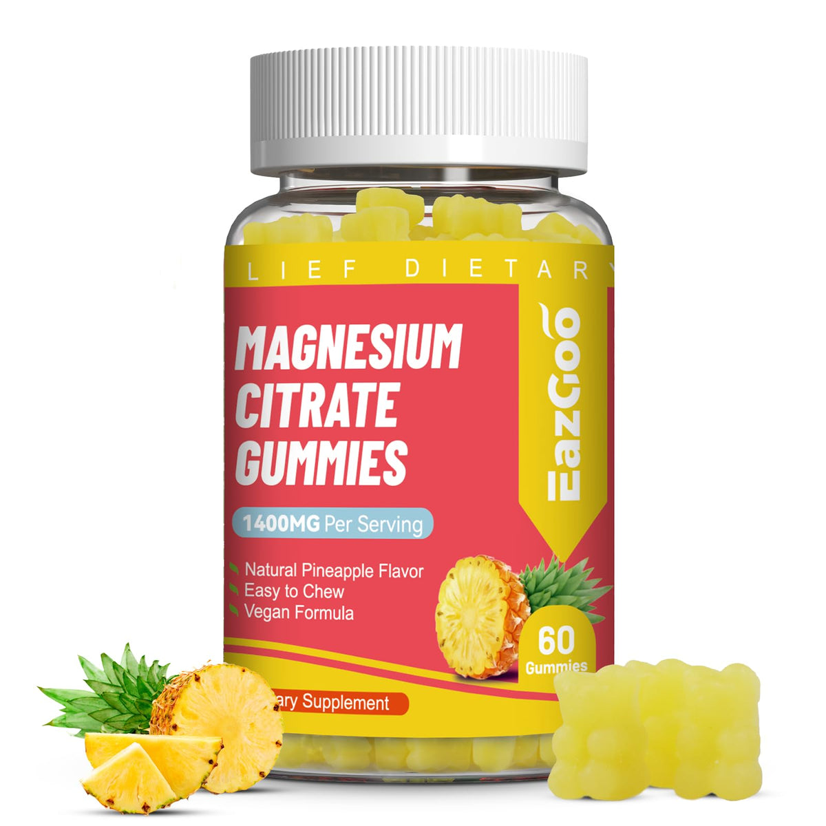 Gummies de citrate de magnésium EAZGOO 1400mg, vue de face
