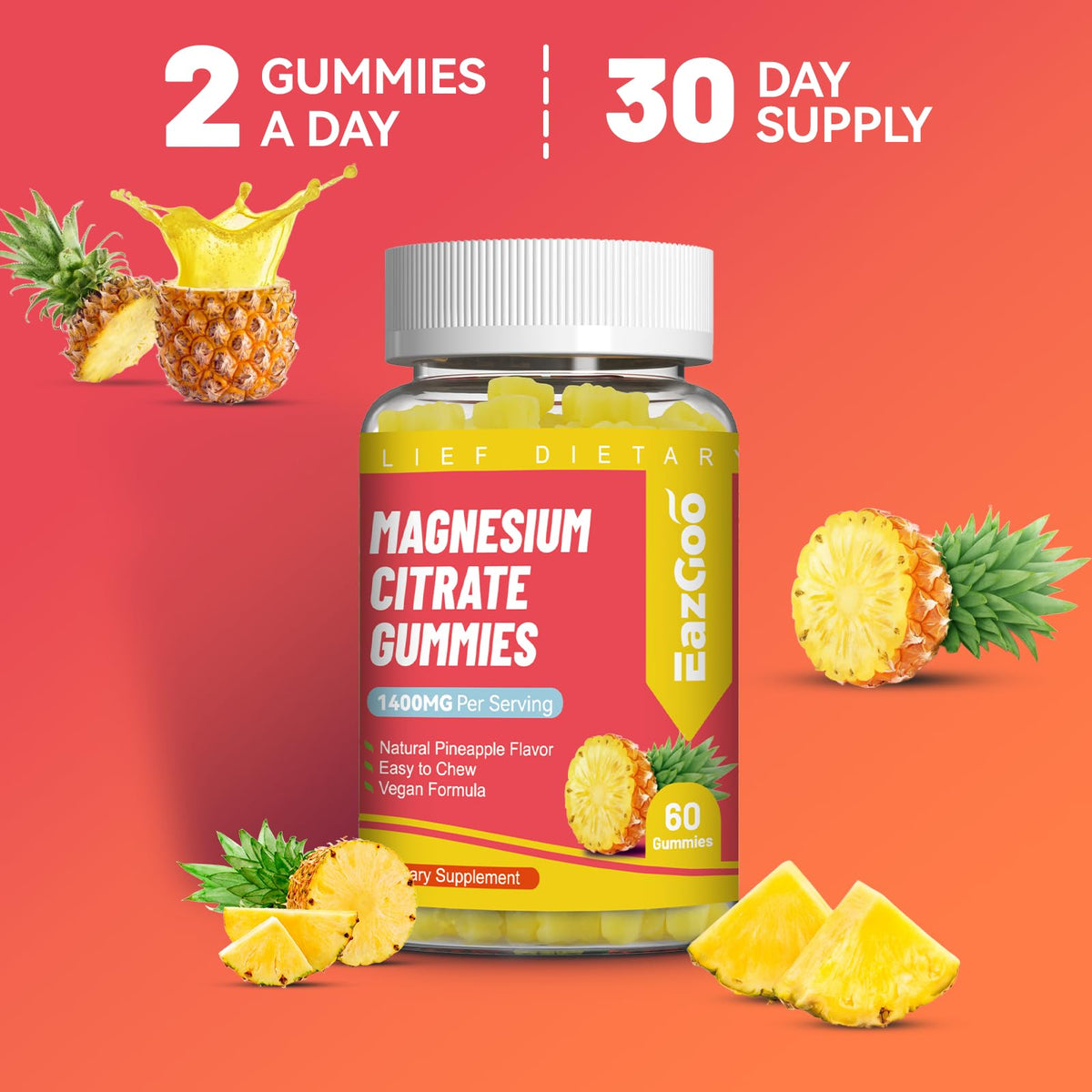 Gummies de citrate de magnésium EAZGOO sur une table en bois