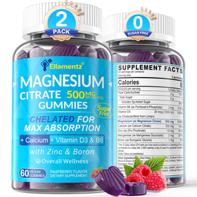 Gummies de Citrate de Magnésium ELLAMENTZ 500mg devant un fond blanc