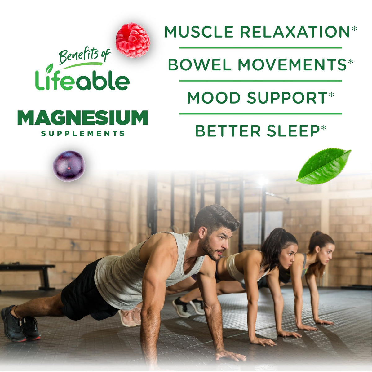 Gummies de citrate de magnésium Lifeable avec un goût de baie