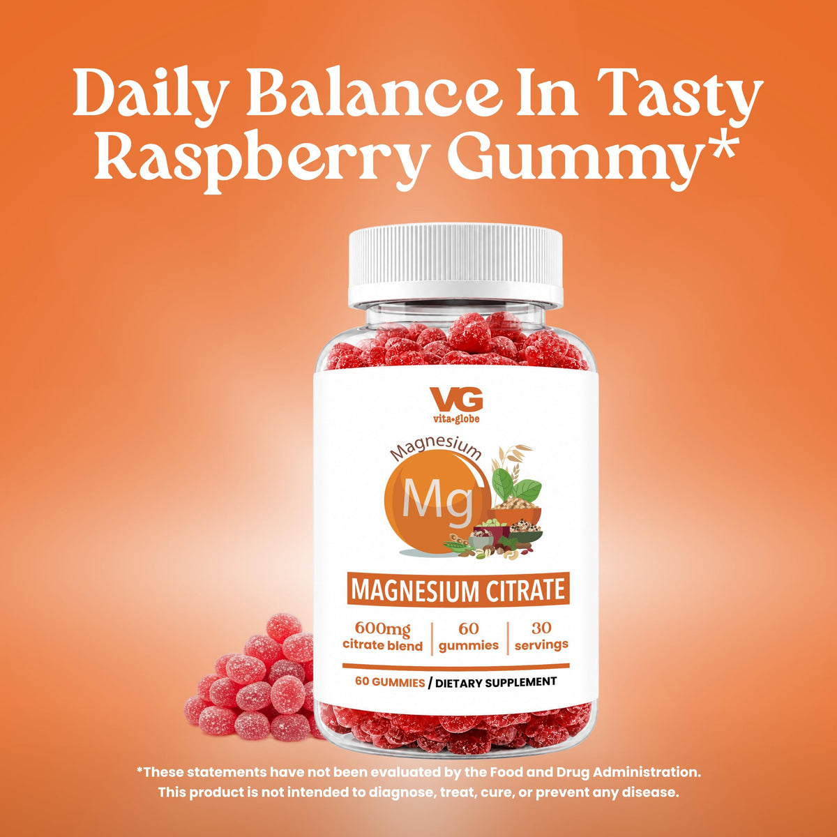 Gummies de citrate de magnésium VITA GLOBE, format de 70mg
