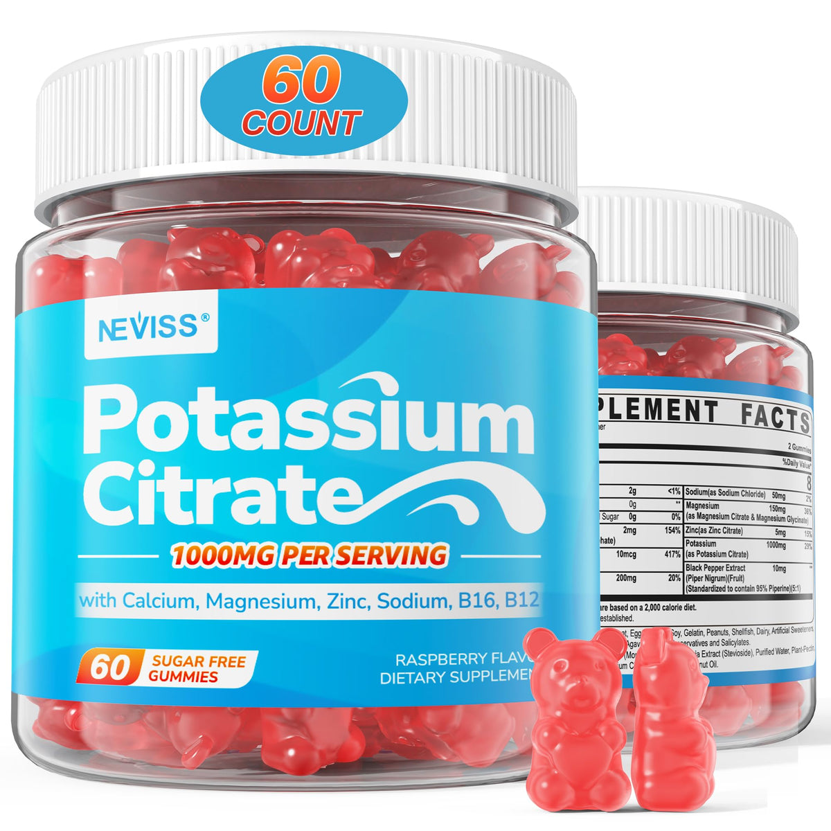 Gummies de Citrate de Potassium 1000mg NEVISS en vue de face