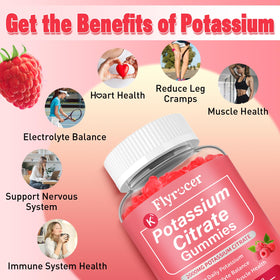 Gummies de Citrate de Potassium Flyrocer, côté du paquet montrant la composition