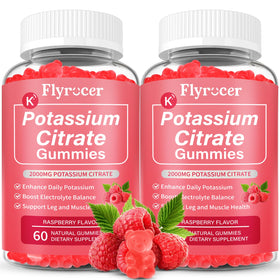 Gummies de Citrate de Potassium Flyrocer, paquet de 120 unités, saveur framboise