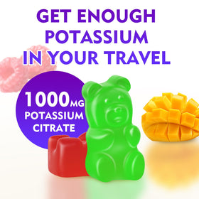 Gummies de citrate de potassium, format pectine, texture douce.