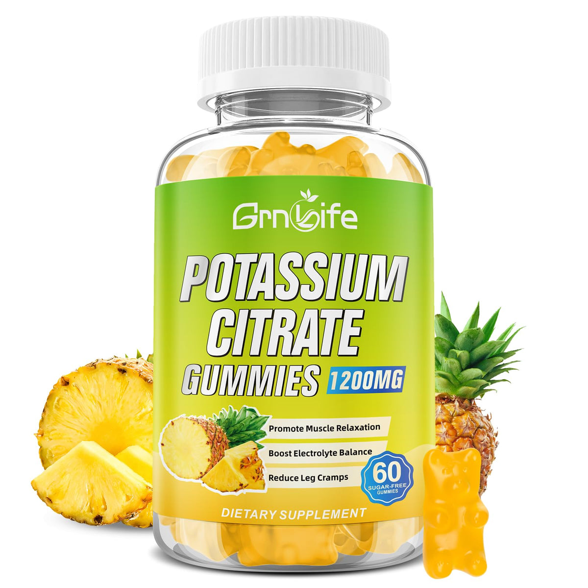 Gummies de citrate de potassium GrnLife goût ananas, vue de face