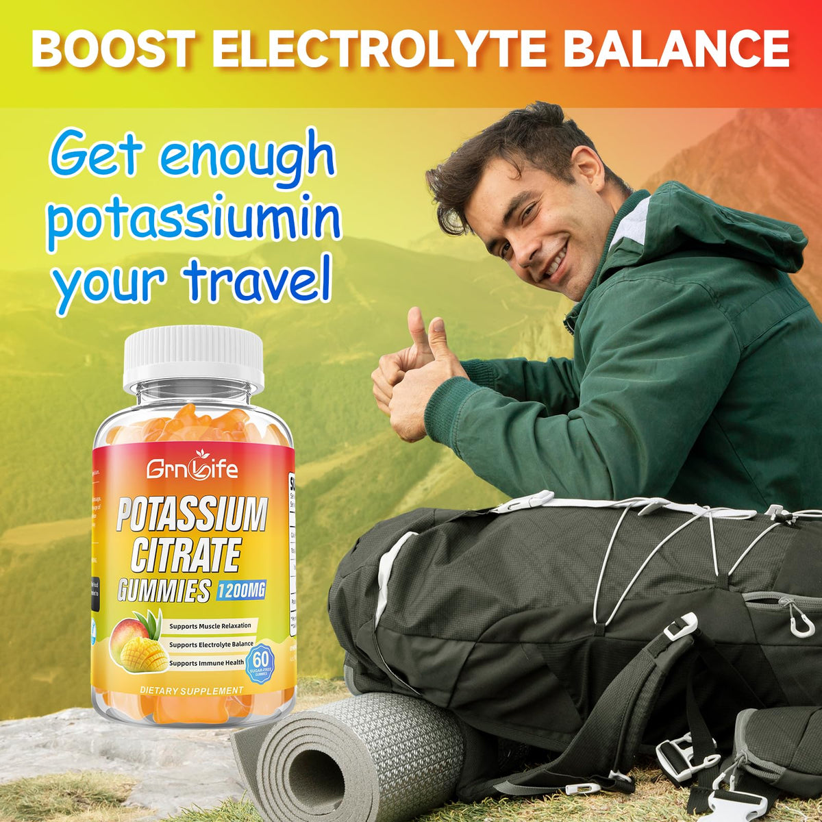 Gummies de Citrate de Potassium GrnLife, ingrédients et informations nutritionnelles