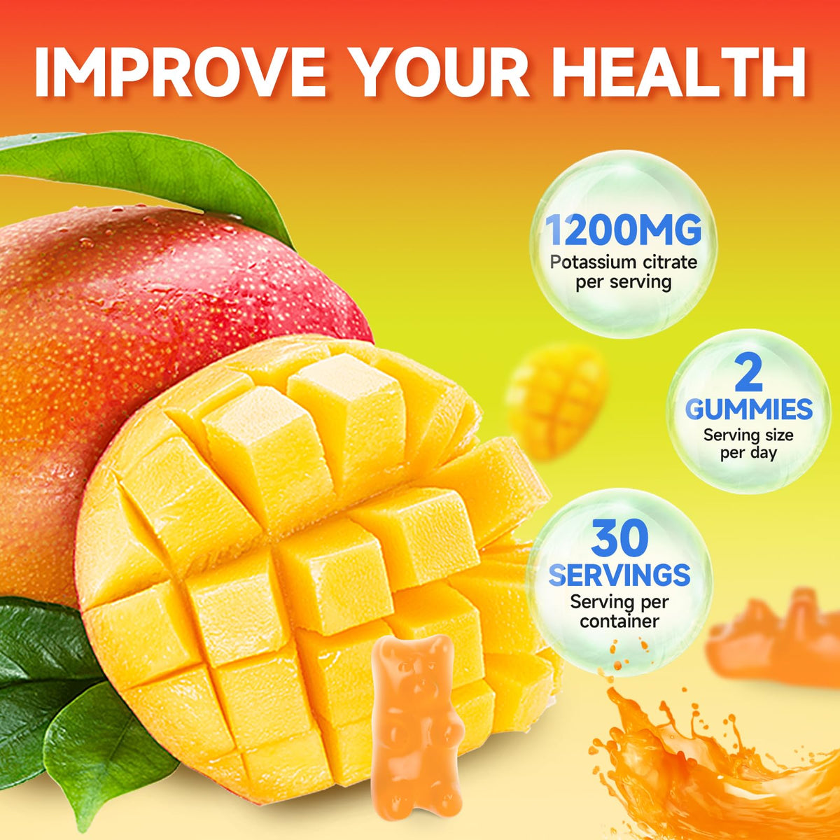 Gummies de Citrate de Potassium GrnLife, vue supérieure des gummies