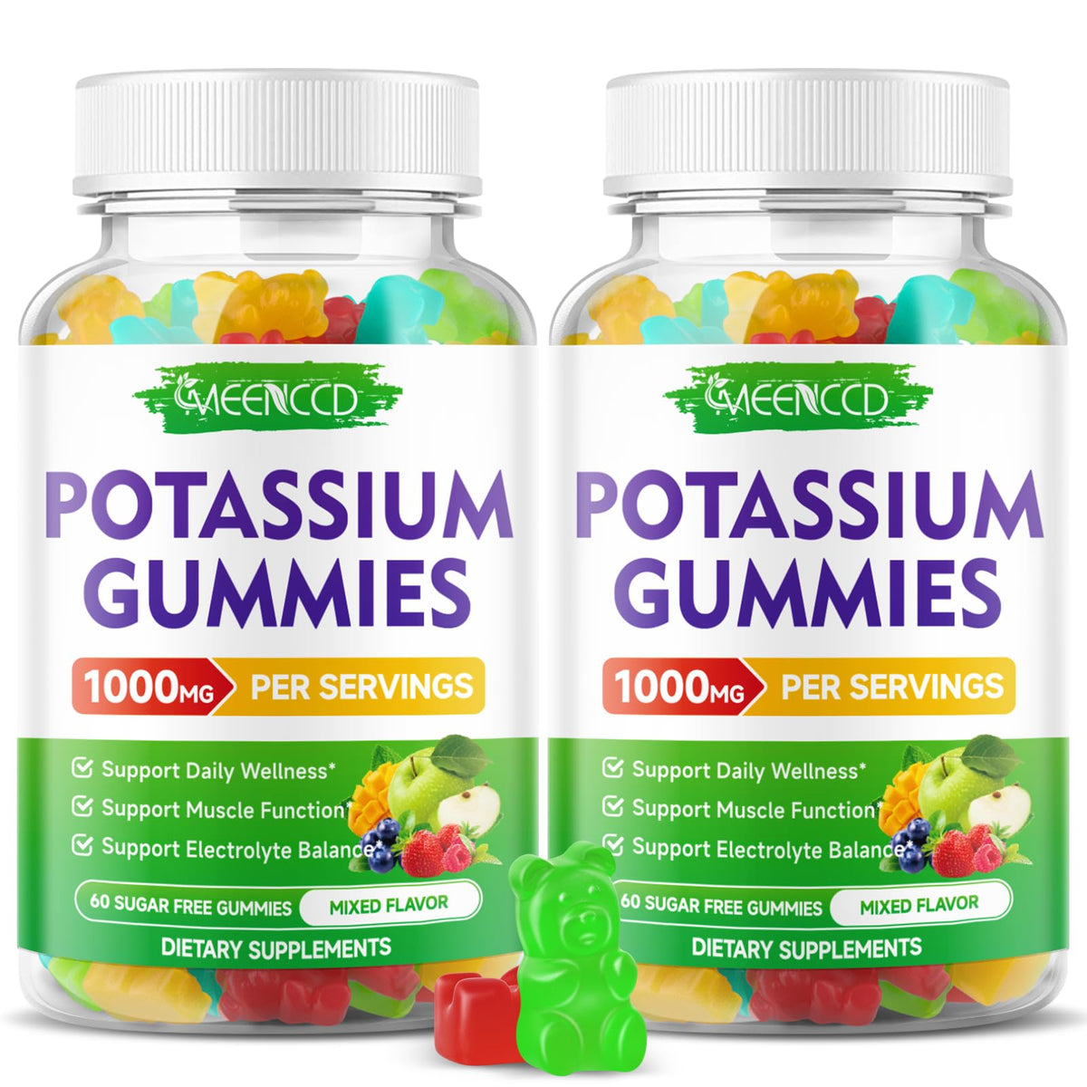 Gummies de citrate de potassium MEENCCD en pot, 120 unités.