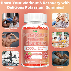 Gummies de citrate de potassium QANLOI, gummies sur une table
