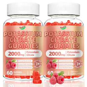 Gummies de citrate de potassium QANLOI, paquet avant avec fruits