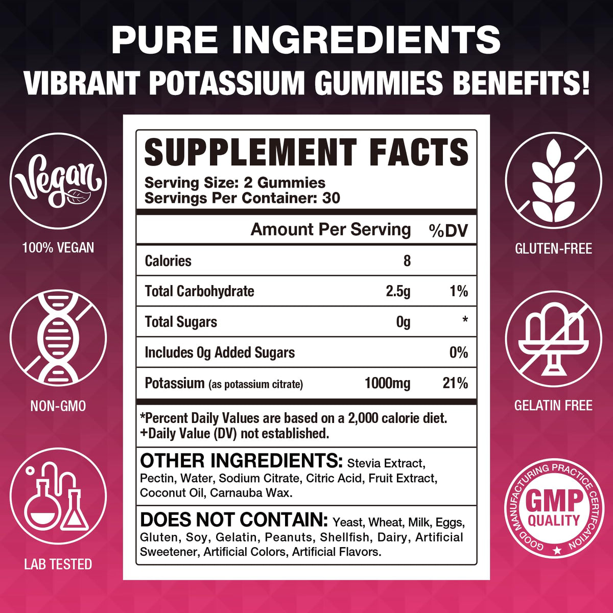 Gummies de citrate de potassium VAJYKEWJY, texture moelleuse
