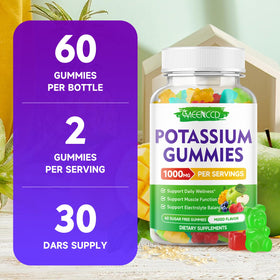Gummies de citrate de potassium, vegan et sans gluten, emballage.