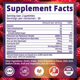 Gummies de Citrate de Potassium XIHOLIY avec framboises fraîches