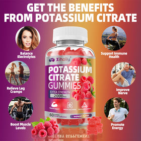 Gummies de Citrate de Potassium XIHOLIY en gros plan avec texture