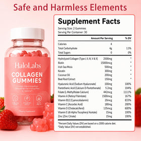 Gummies de collagène Halo Labs fraise sur une table