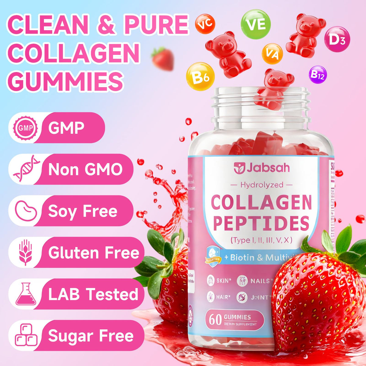 Gummies de collagène Jabsah dans une main