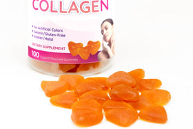 Gummies de collagène marin Flamingo 340g - gummies dans un bol