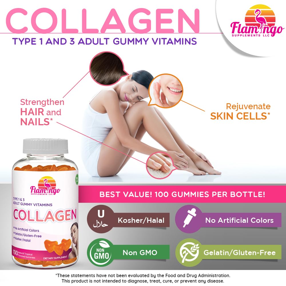 Gummies de collagène marin Flamingo 340g - vue arrière de l'emballage avec ingrédients