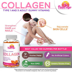 Gummies de collagène marin Flamingo 340g - vue arrière de l'emballage avec ingrédients