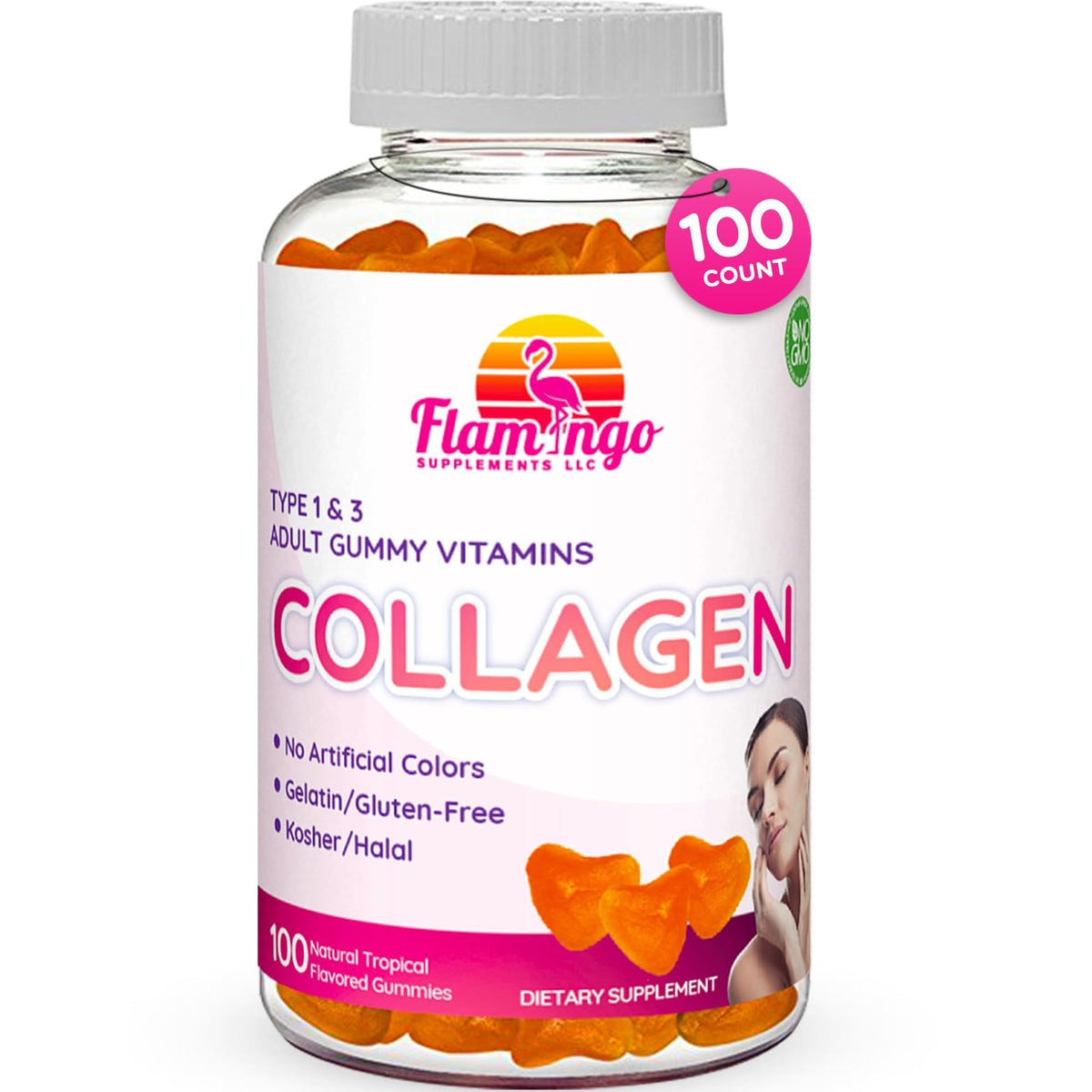 Gummies de collagène marin Flamingo 340g - vue avant de l'emballage