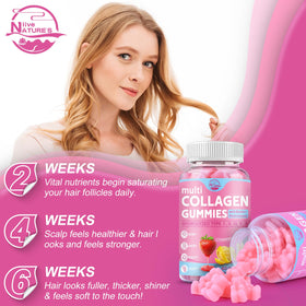 Gummies de Collagène Nature's live avec des fruits en arrière-plan