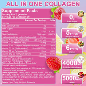 Gummies de Collagène Nature's live avec informations nutritionnelles