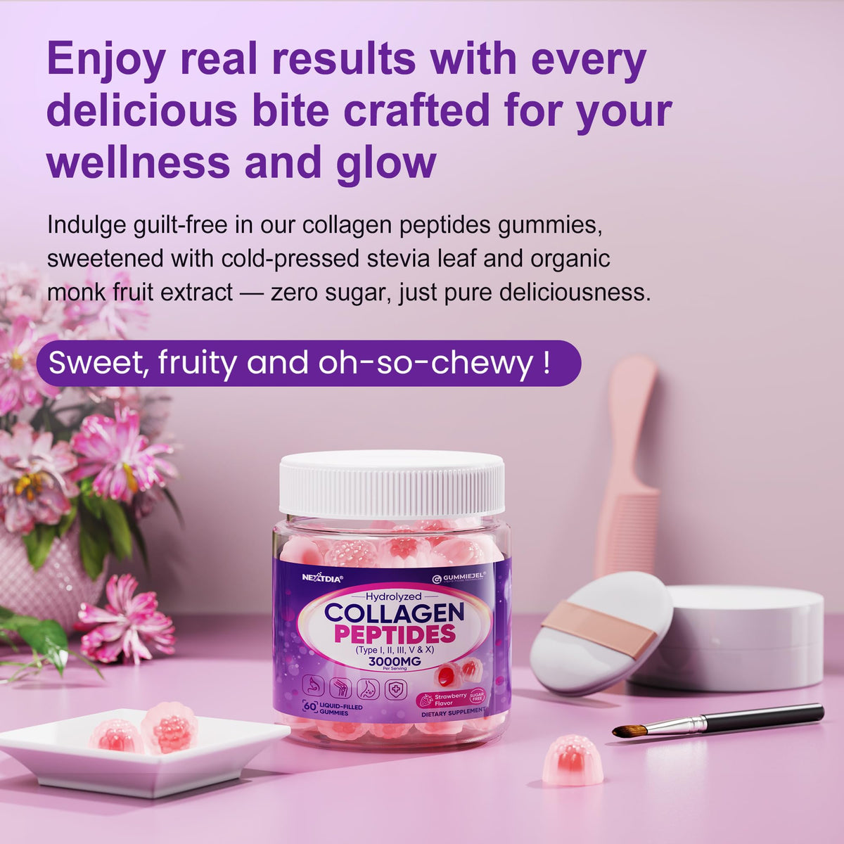 Gummies de collagène Nextdia avec d'autres compléments alimentaires