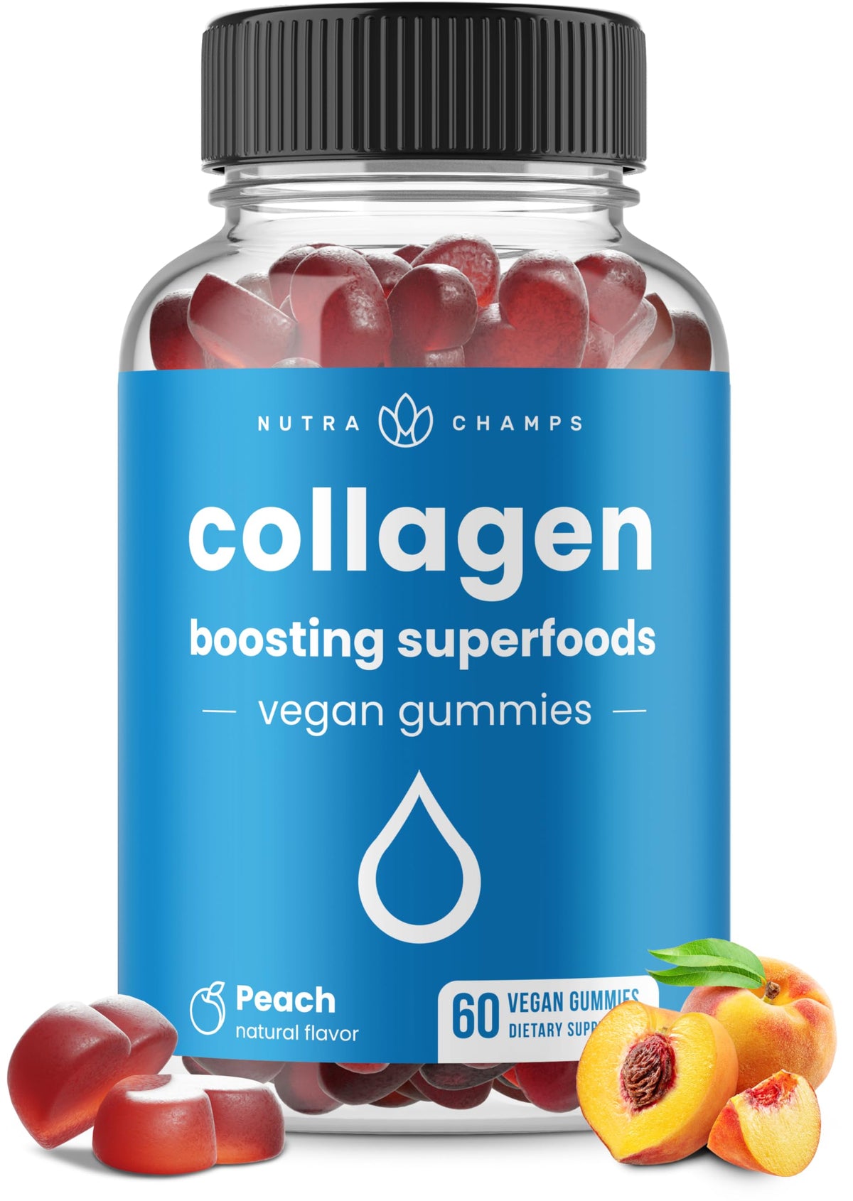 Gummies de Collagène NutraChamps 60 Vitamines Pêche vue avant