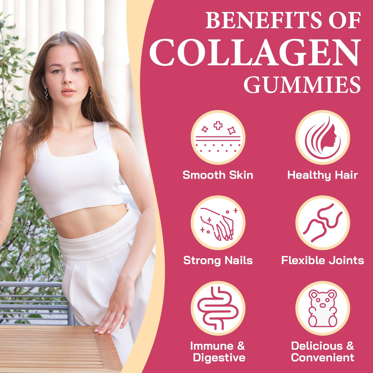 Gummies de collagène OHaboth 630g avec quelques gummies sur une table