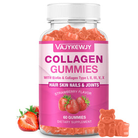 Gummies de collagène vegan VAJYKEWJY en pot, 60 unités