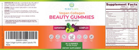 Gummies de collagène végétalien Purify Life avec un verre d'eau