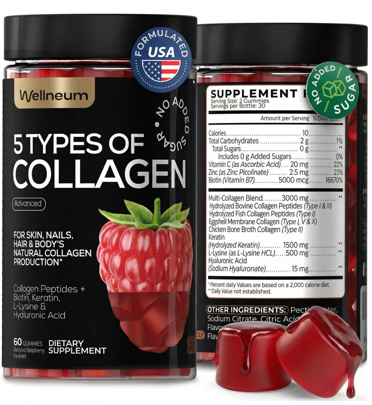 Gummies de Collagène Wellneum 3000mg vue avant du flacon