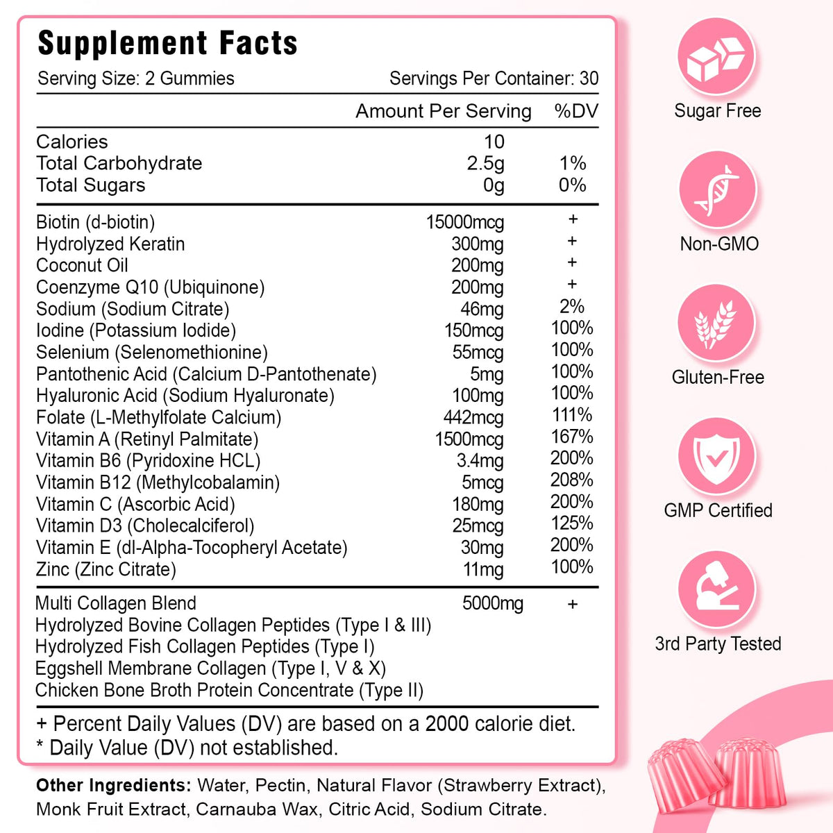 Gummies de collagène Zetelixia avec un fond de fruits