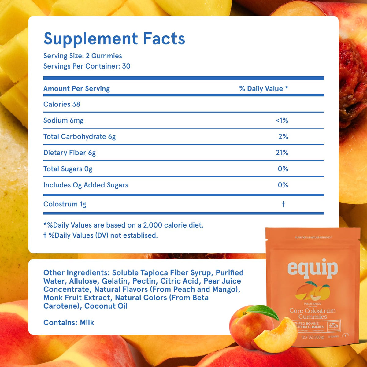 Gummies de colostrum bovin Equip, détail de la texture gélifiée